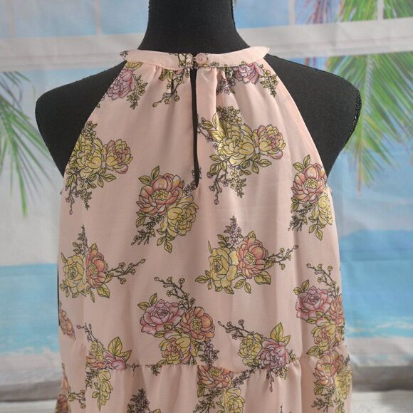 Planet Gold Floral Print Sleeveless Halter Top - Picture 5 of 7